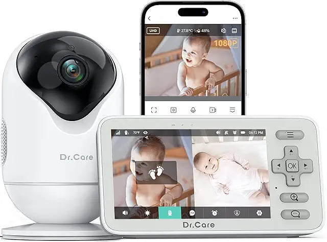 Babyphone avec caméra Écran 5 Pouces HD 1080P