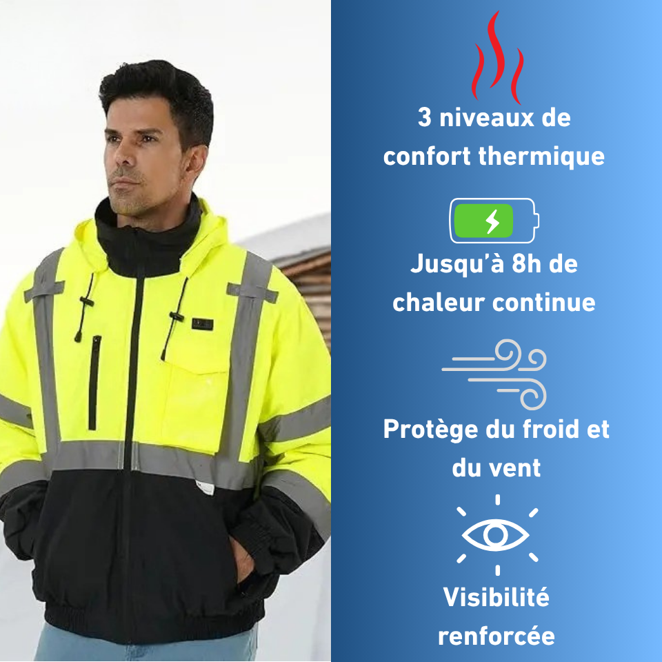 Veste Chauffante  Pro Haute Visibilité KeepWarm® - Manteau Sécurité Fluo USB Norme CE